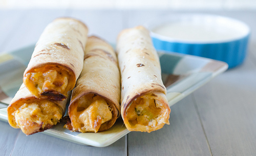 Baked Buffalo Ranch Chicken Taquitos with Blue Cheese Sauce 3