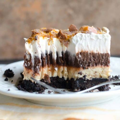 Chocolate Lasagna - Better with peanut butter and crushed Butterfingers!