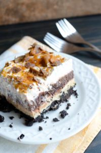 Chocolate Lasagna - Better with peanut butter and crushed Butterfingers!