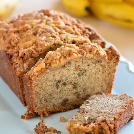 Banana Bread with Walnut Streusel Topping