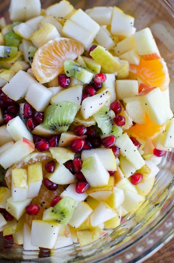 Winter Fruit Salad with HoneyLemon Poppy Seed Dressing