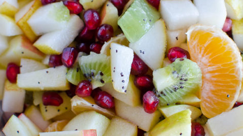 Fruit Salad with Honey Poppy Seed Dressing –