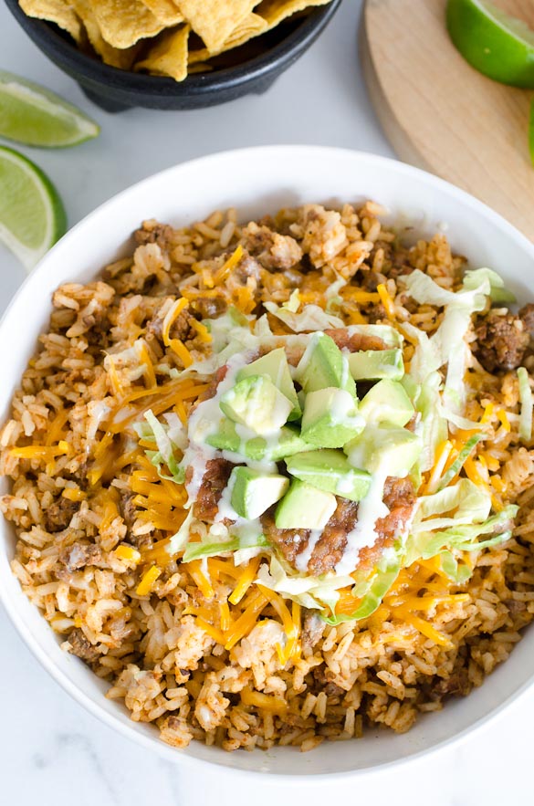 Taco Bowl Recipe - easy and budget friendly taco rice bowl