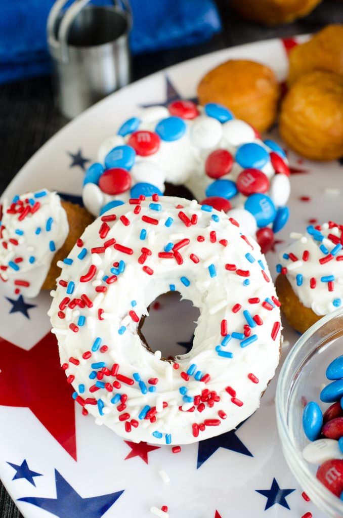 Stars and Stripes Biscuit Donuts for the 4th of July