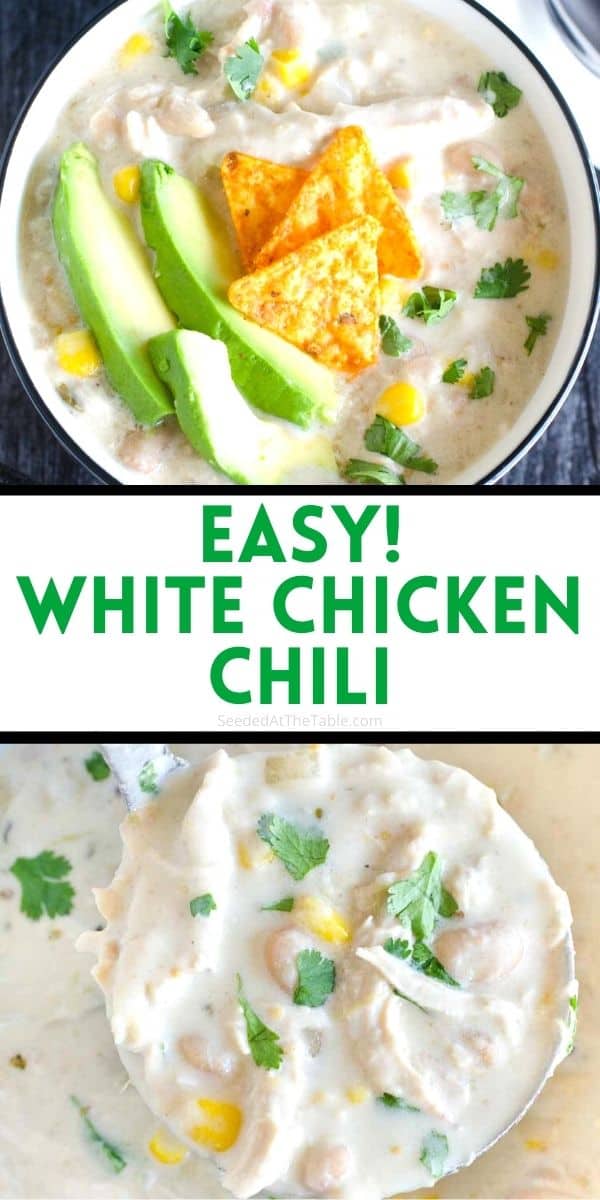 White Chicken Chili - ONE POT recipe. Creamy, easy and delicious!